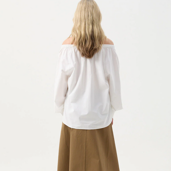 Embroidered Sleeve Blouse / White