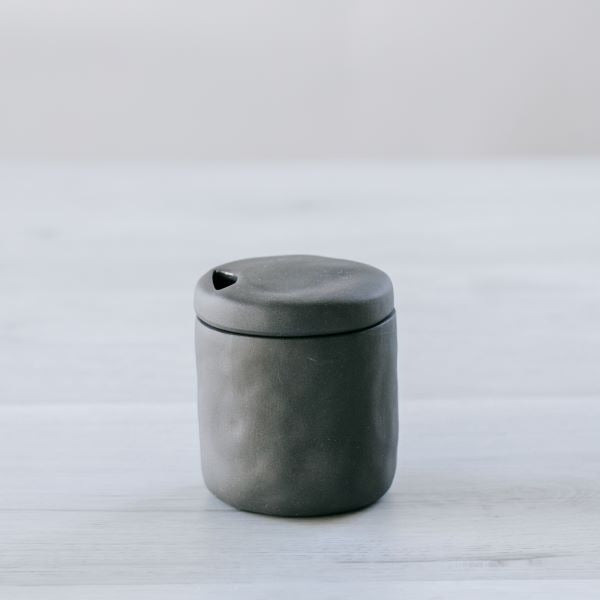 Flax Sugar Pot / Charcoal