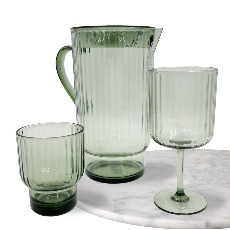 Ribbed Acrylic Wine Glass / Green