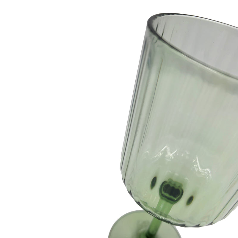 Ribbed Acrylic Wine Glass / Green