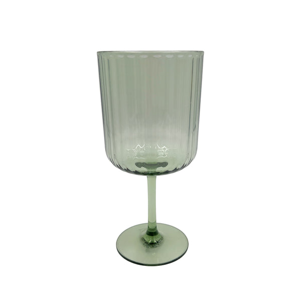 Ribbed Acrylic Wine Glass / Green