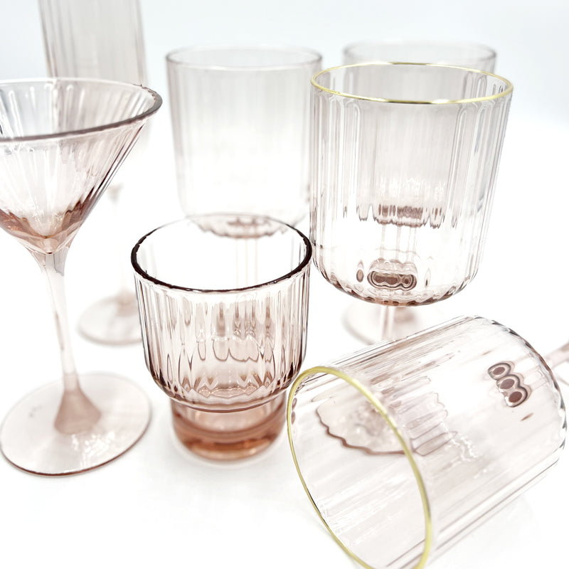 Ribbed Acrylic Wine Glass / Pink