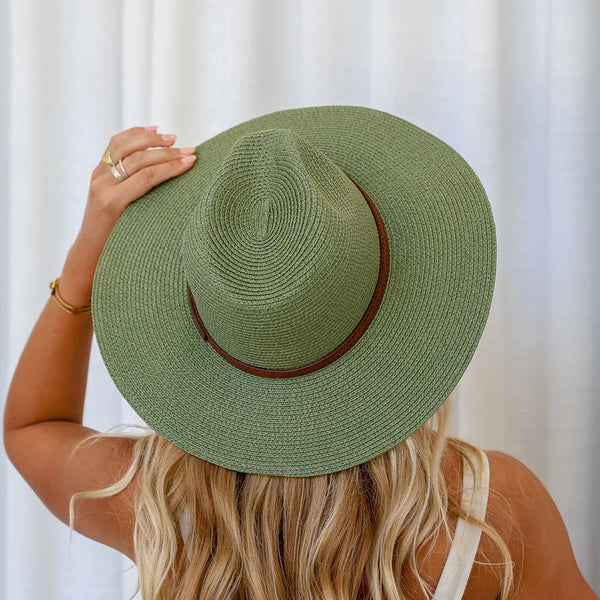 Panama Hat with Tan Band / Khaki