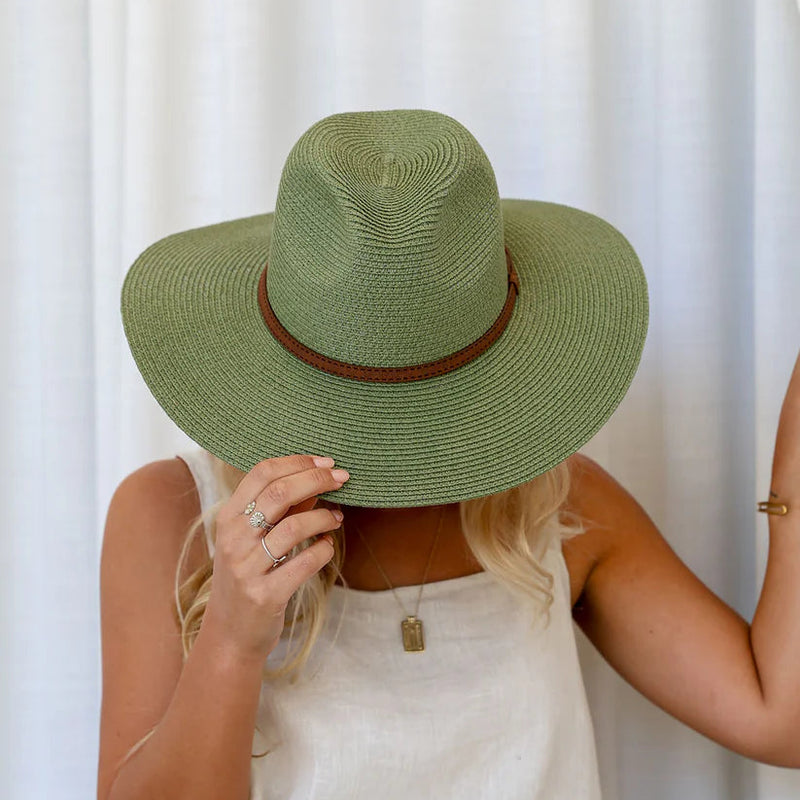 Panama Hat with Tan Band / Khaki