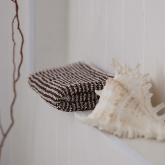 Stripe Cotton Face Cloth / Cocoa + Bone