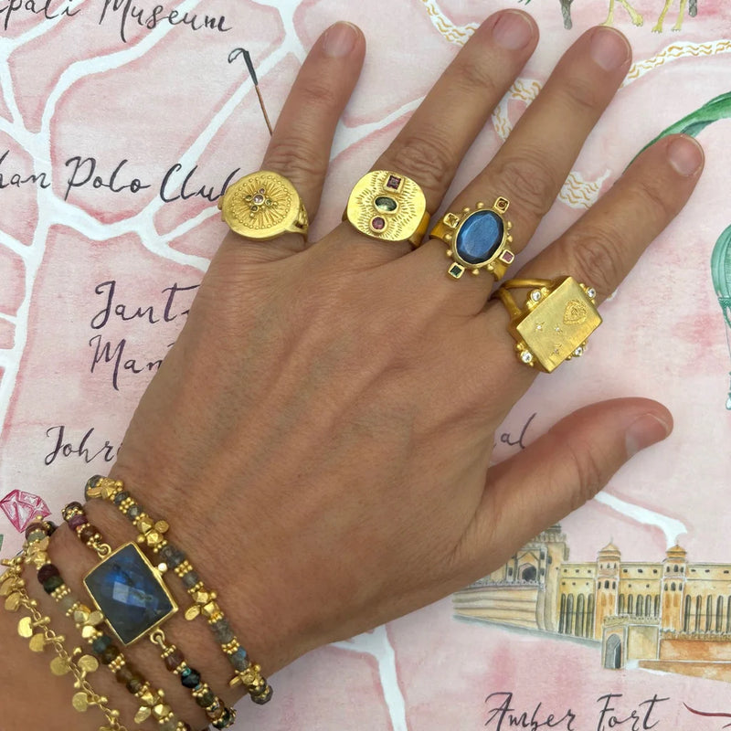 Saffron Multi Tourmalie and Gold beaded Bracelet