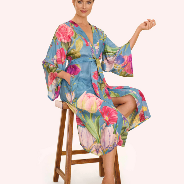 Kimono Gown / Floral Study Denim