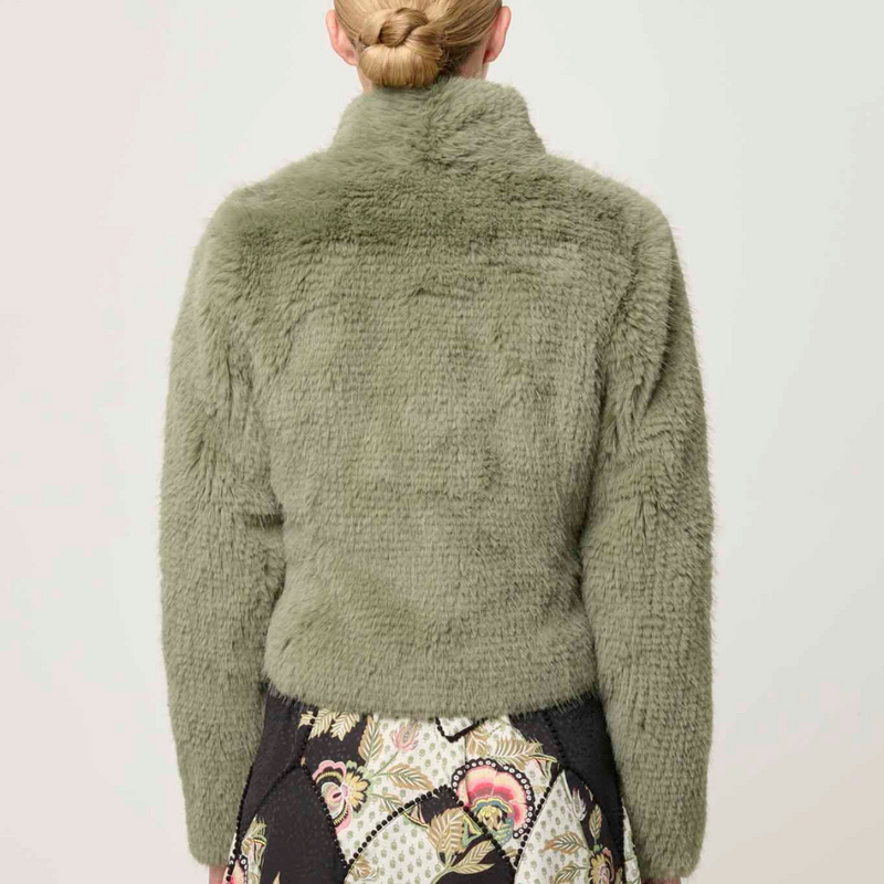 Reina Faux Fur Jacket / Jade Mist