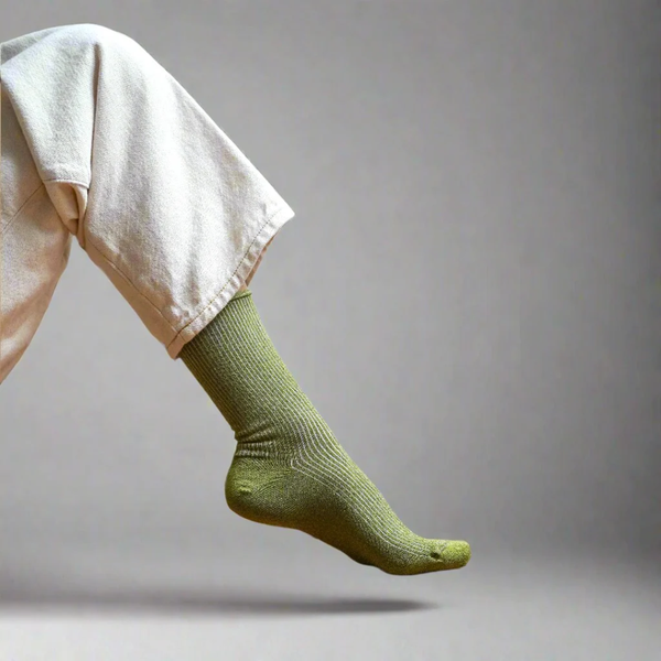 Glitter Lurex Socks / Olive Green