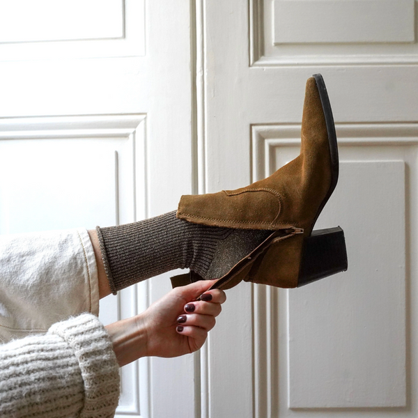 Glitter Lurex Socks / Caramel