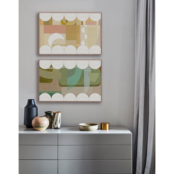 Green Scallop - Oak Framed Giclee Print