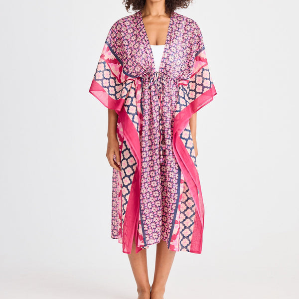 Asta Long Kaftan / Pink Floral