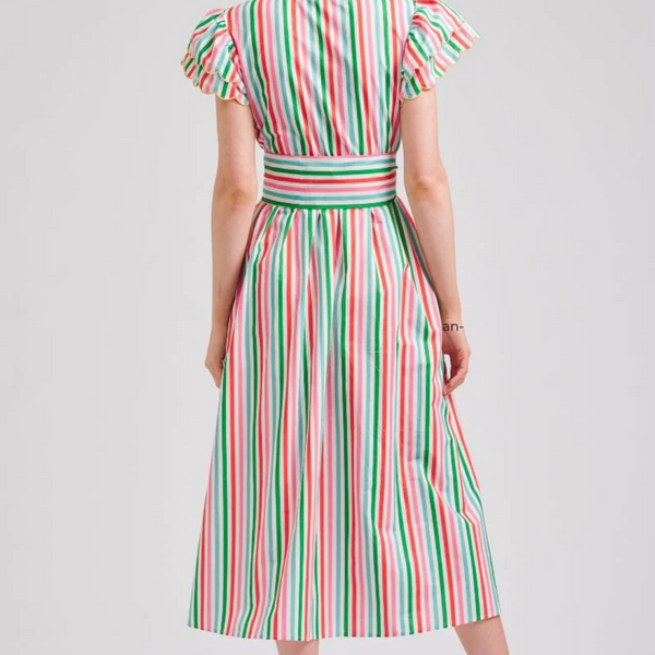 The Hattie Long Dress / Holiday Stripe