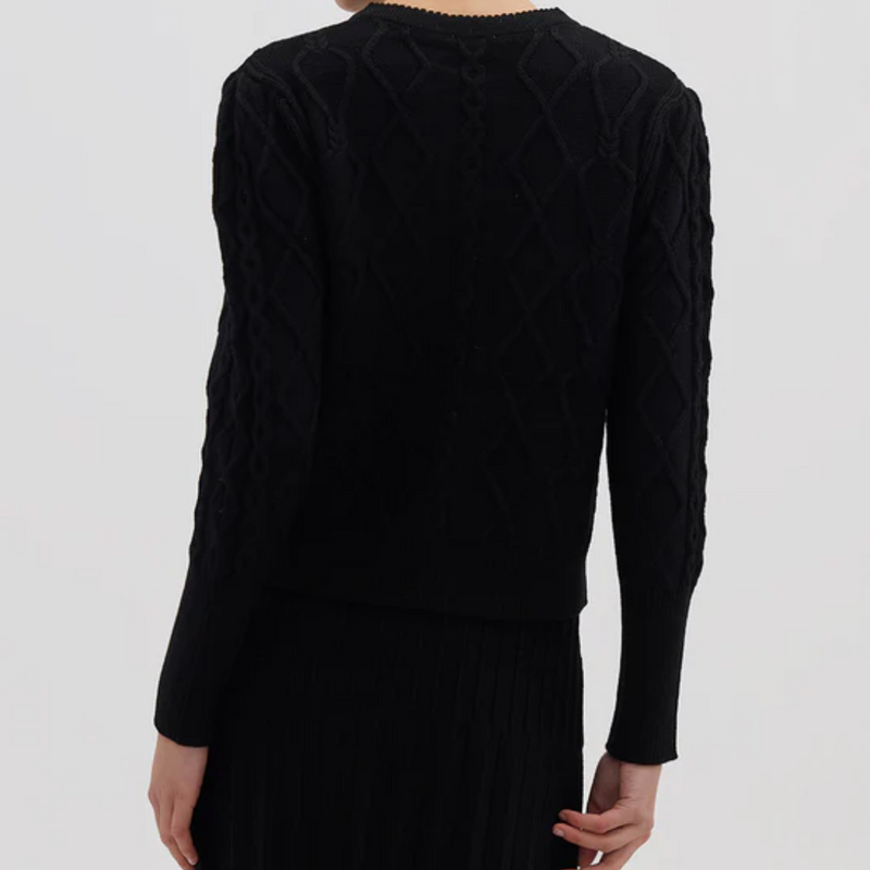 Heart Cable Cardi  / Black