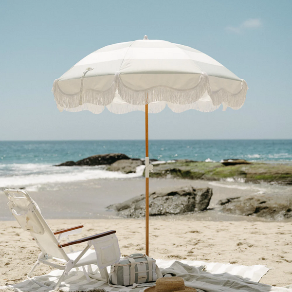 Holiday Beach Umbrella / Sage Capri Stripe