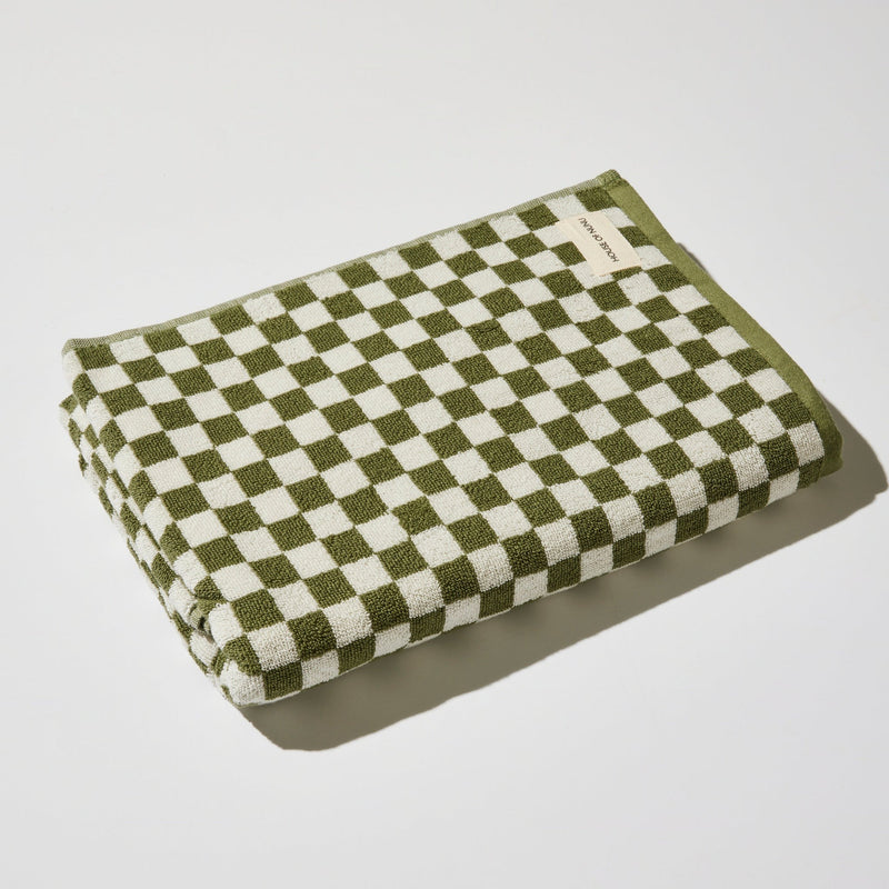 Check Bath Towel / Olive Green