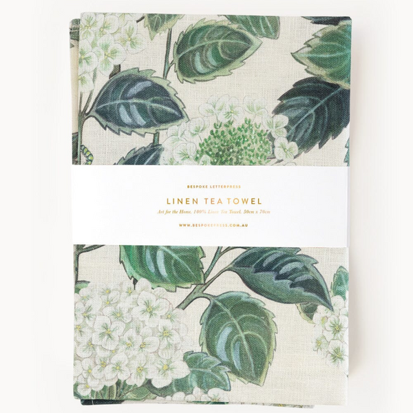 100% Linen Tea Towel / Hydrangea