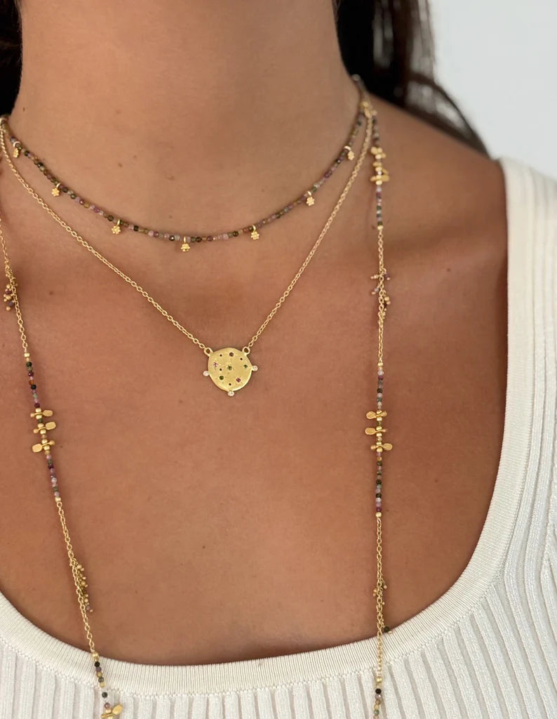 Rosemary Long Chain Necklace / Multi Tourmaline