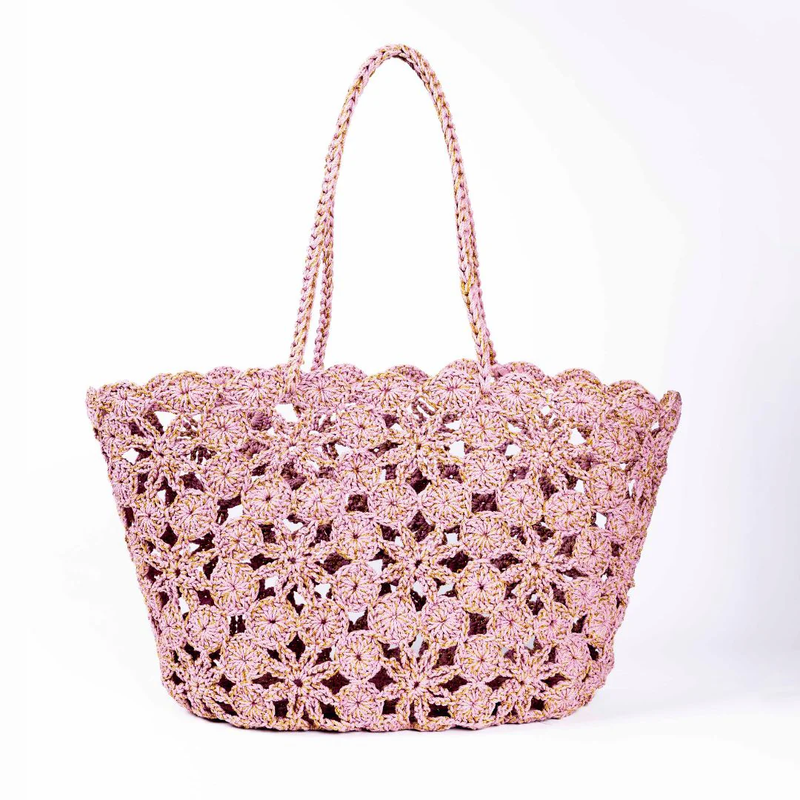 Jane Crochet Basket / Pink + Gold