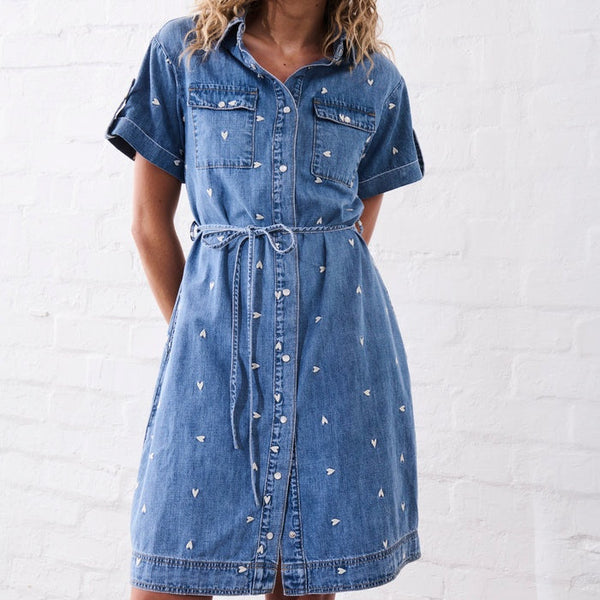Simone Dress / Heart 70's Blue