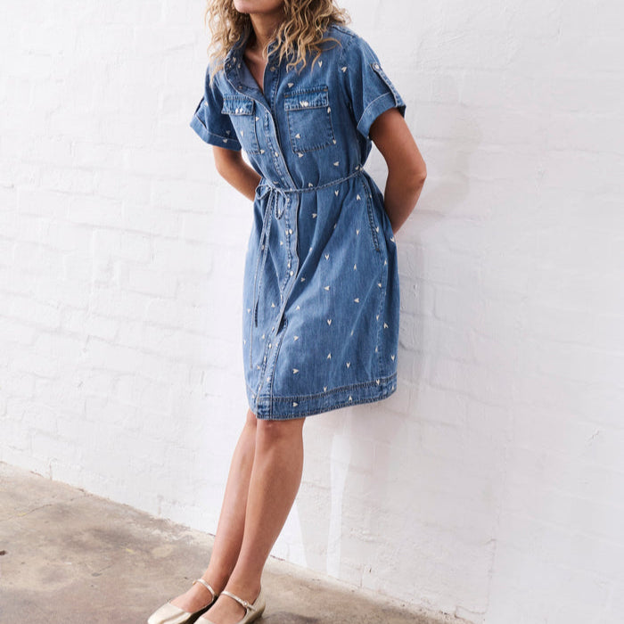 Simone Dress / Heart 70's Blue