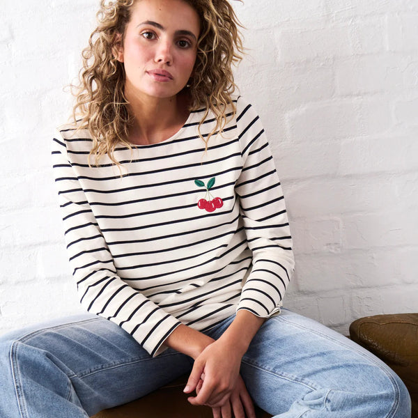 Erin Top Cherry / White + Navy