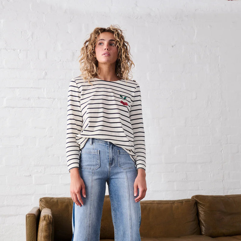 Erin Top Cherry / White + Navy