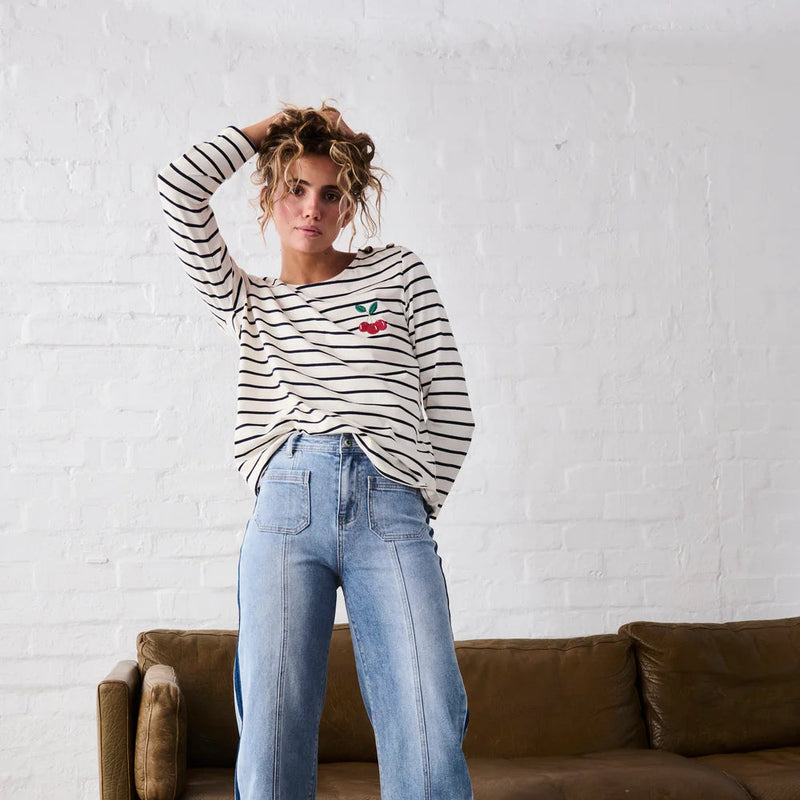 Erin Top Cherry / White + Navy