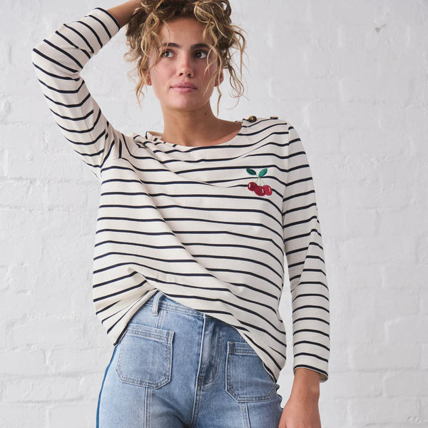 Erin Top Cherry / White + Navy