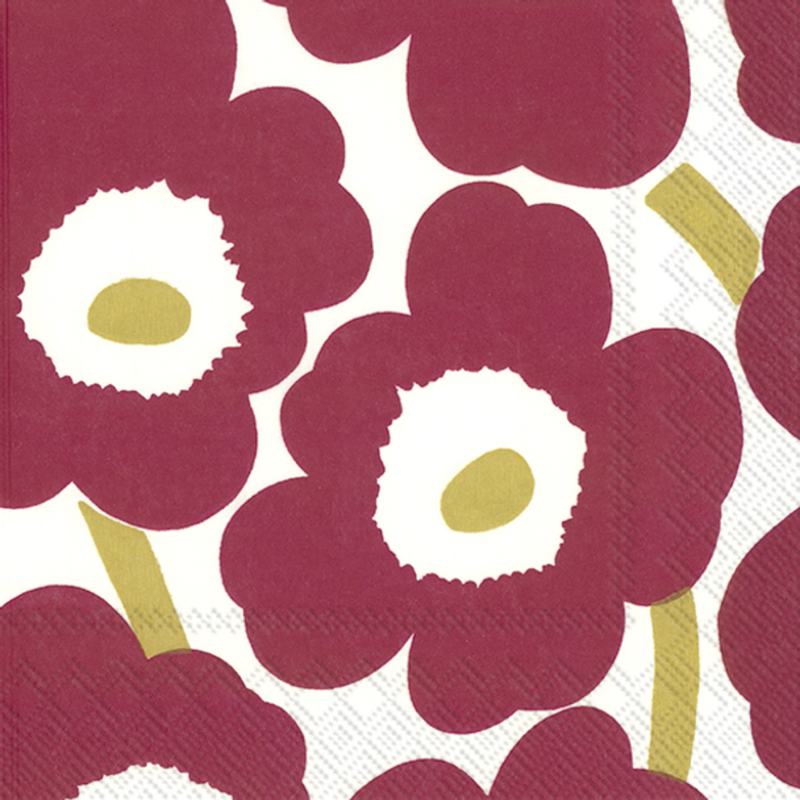 Lunch Napkins / Unikko Dark Red + Gold
