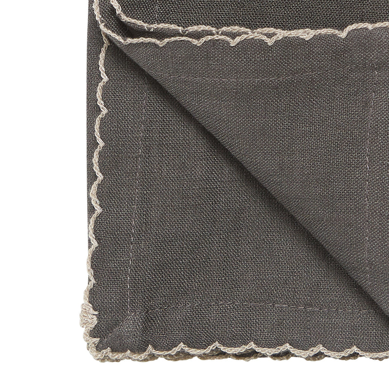 Patina Scalloped Napkin Set 4 / Charcoal