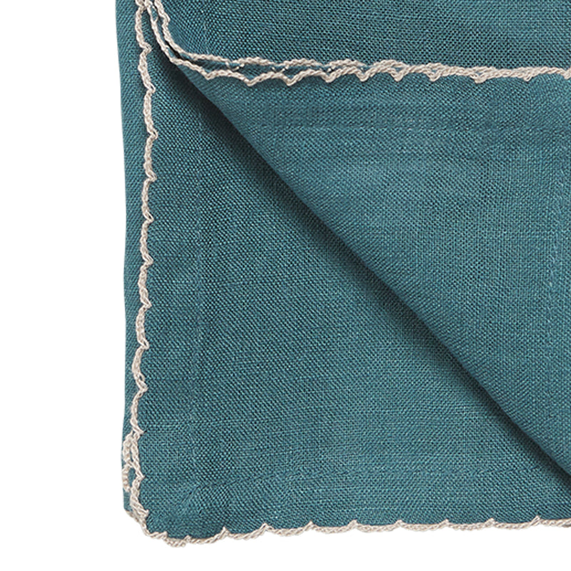 Patina Scalloped Napkin Set 4 / Petrol