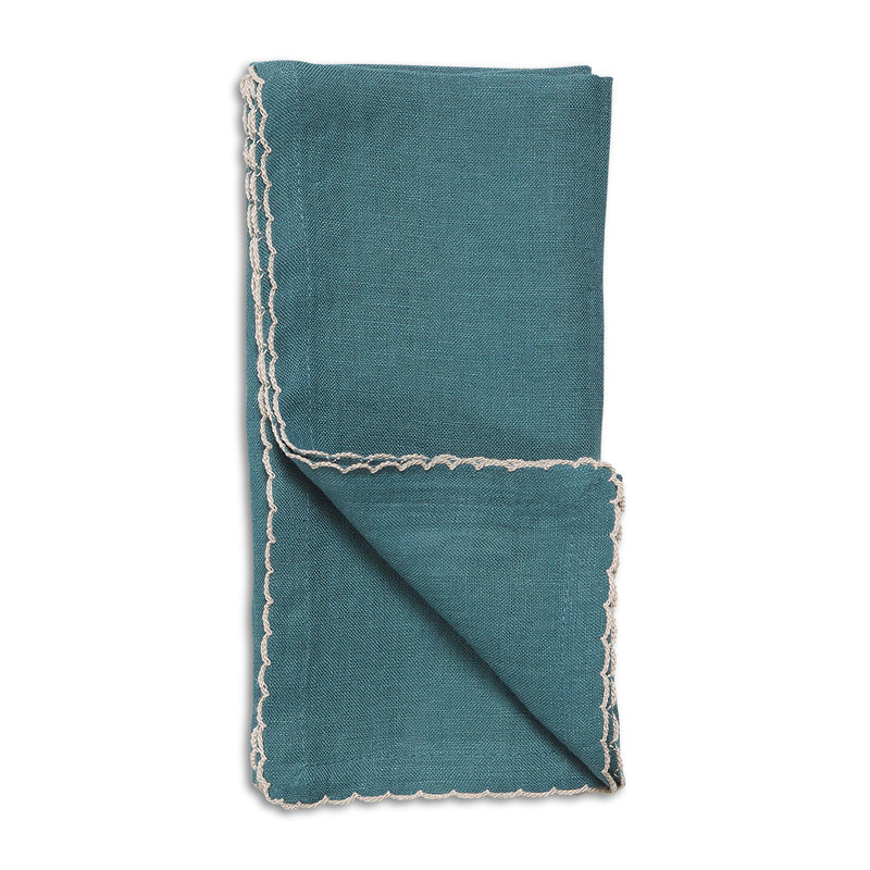 Patina Scalloped Napkin Set 4 / Petrol