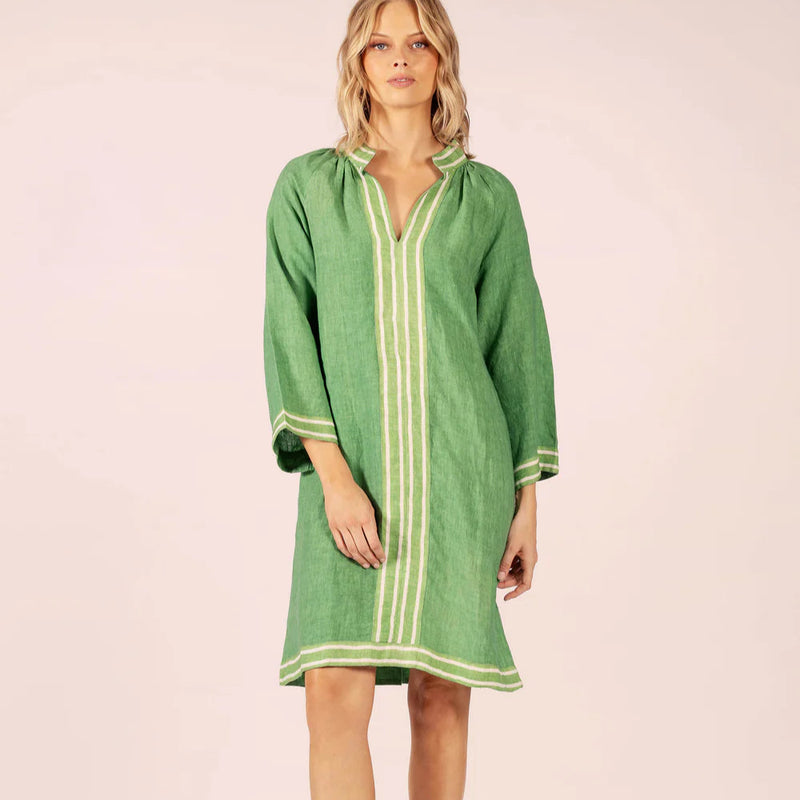 Allegra Linen Dress / Emerald