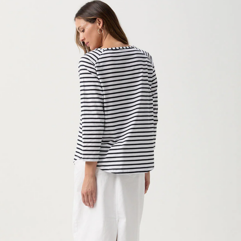 Stripe Raglan LS tee / White + Parisian
