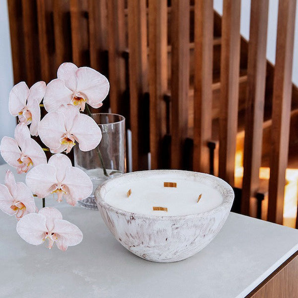 Concrete Marbled Blush Candle Large / Sofia Rose