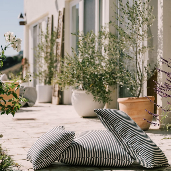Outdoor Euro Throw Pillow / Laurens Navy Stripe