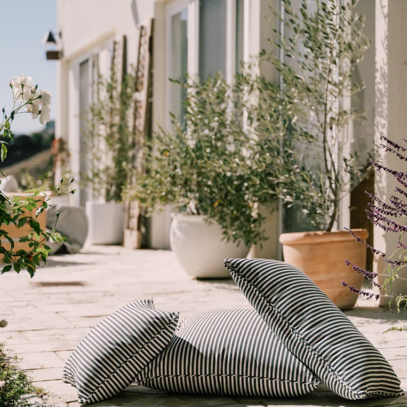 Outdoor Euro Throw Pillow / Laurens Navy Stripe