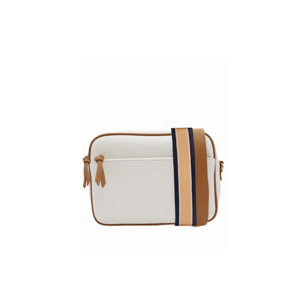 Leah Cross Body Dual Tone Bag / White + Tan