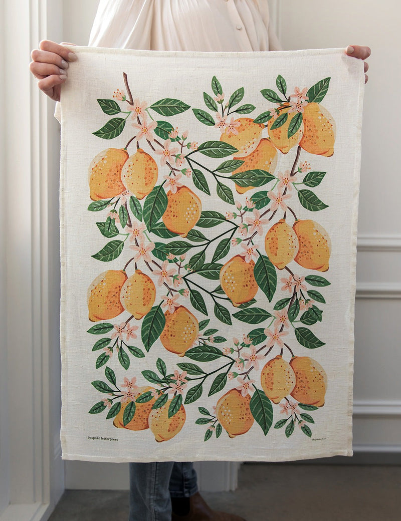 100% Linen Tea Towel / Lemons