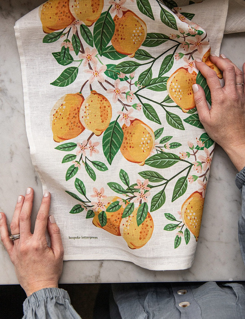 100% Linen Tea Towel / Lemons