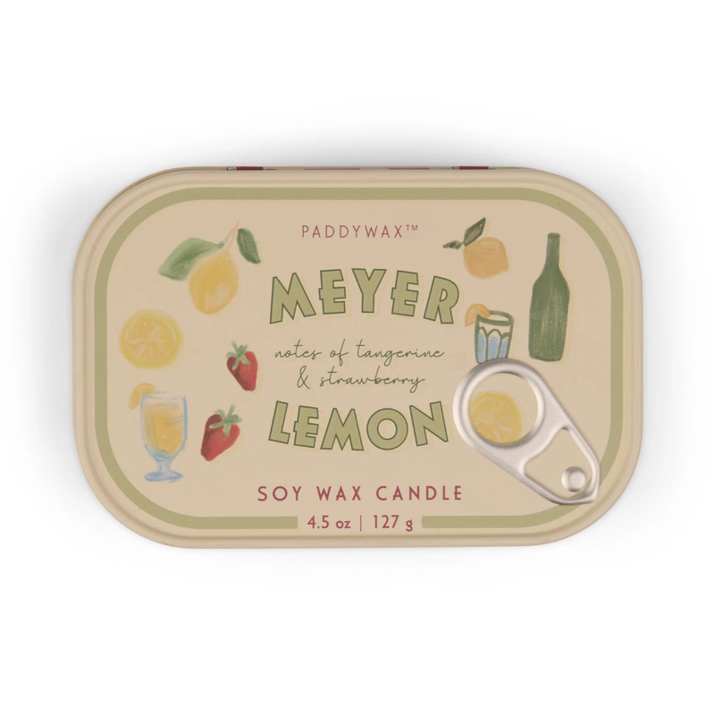 Bistro Print Tin Candle / Meyer Lemon