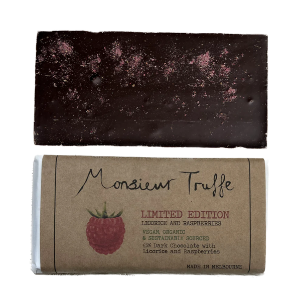 Dark Chocolate Bar / Licorice + Raspberry