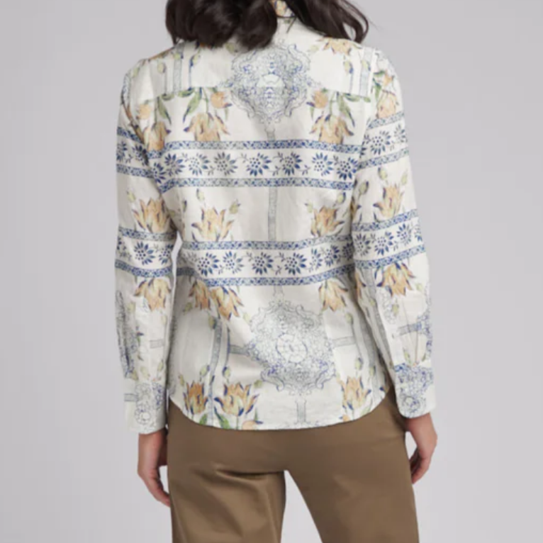 Casual Linen Shirt / Country Lily Print