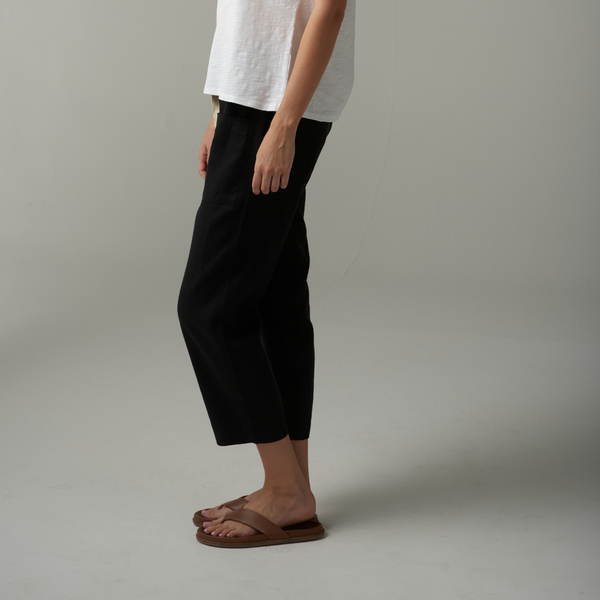 Linen Cropped Pant / Black