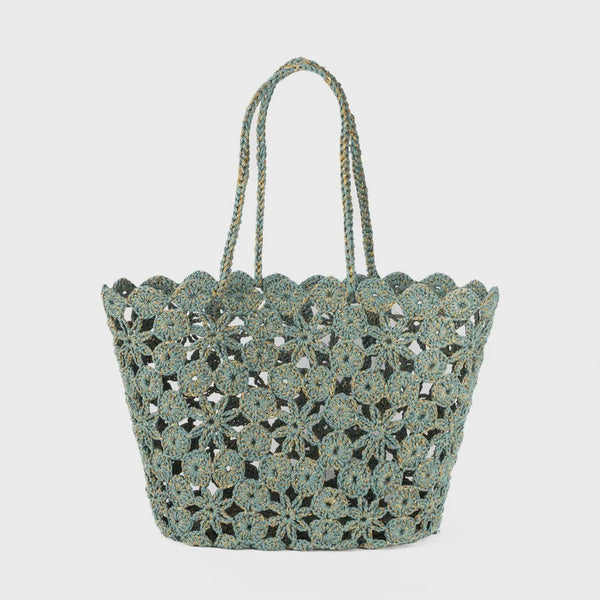 Jane Crochet Basket / Celadon + Gold