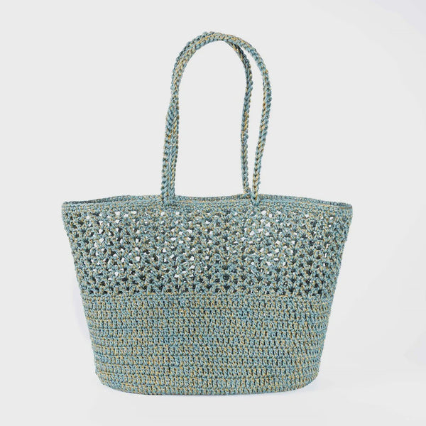 Romy Crochet Basket / Celadon + Gold
