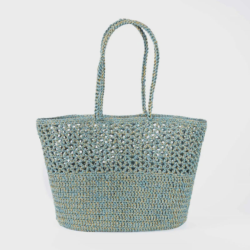Romy Crochet Basket / Celadon + Gold