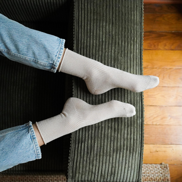 Glitter Lurex Socks / Beige