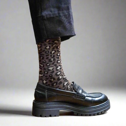 Glitter Lurex Socks / Leopard Brown